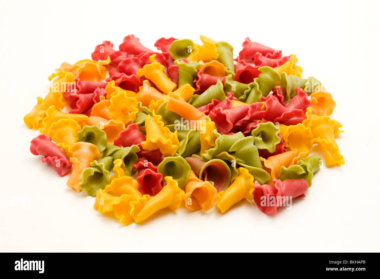 Mixed weird shaped pasta on a white background Stock Photo