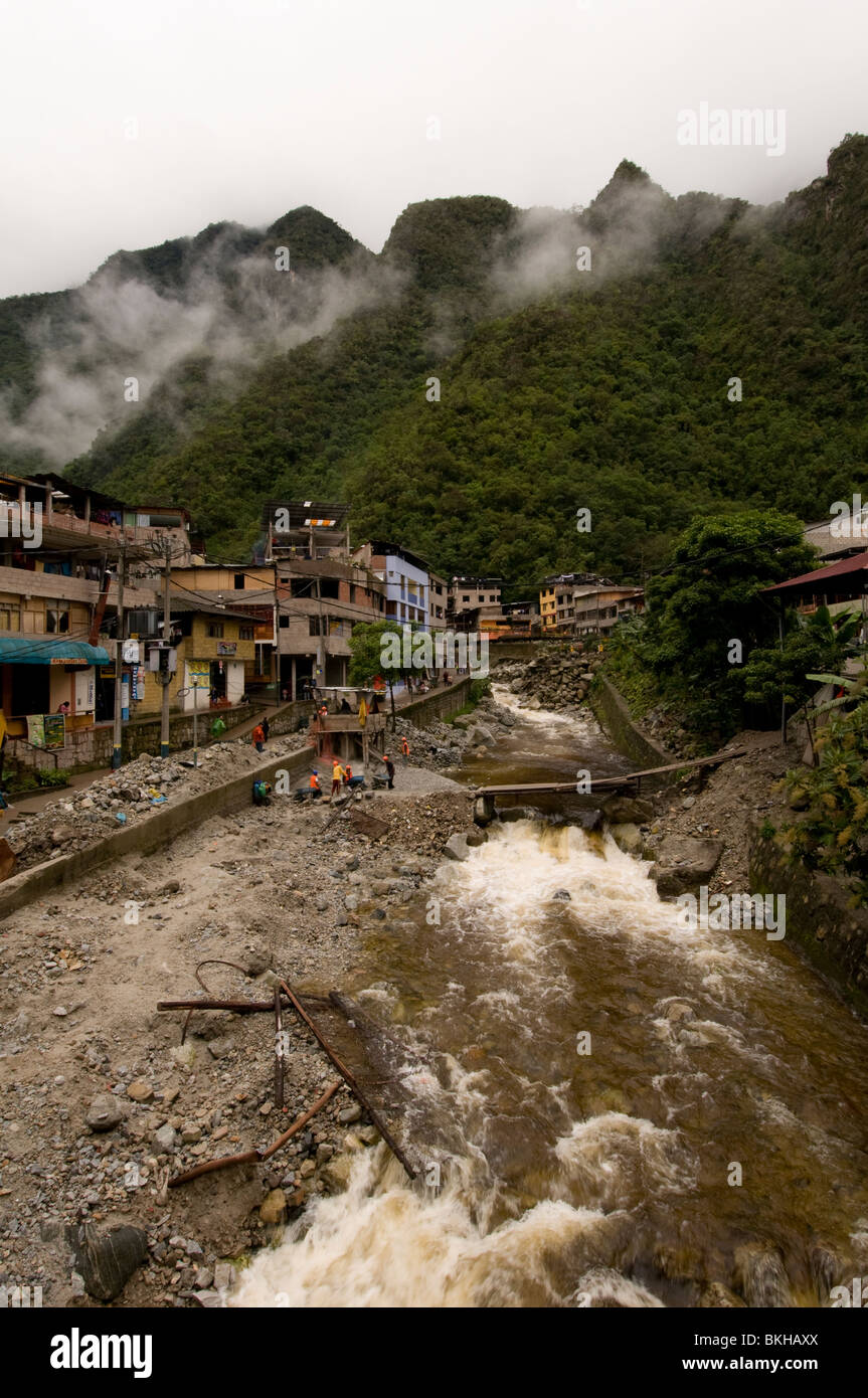 River at Aguas Calientes, Peru after flooding that closed Machu Picchu in Feb 2010 Stock Photo