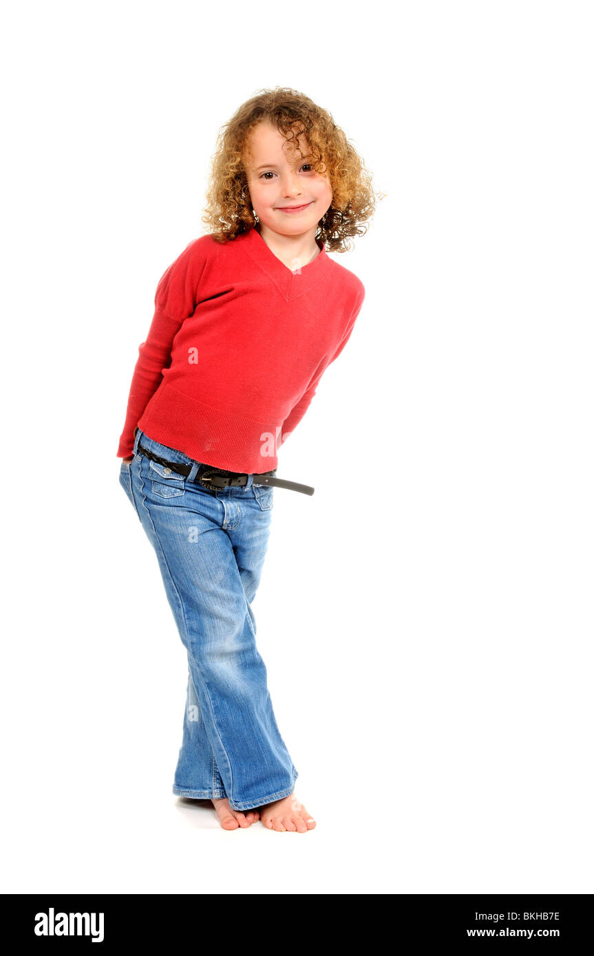 red shirt with jeans girl