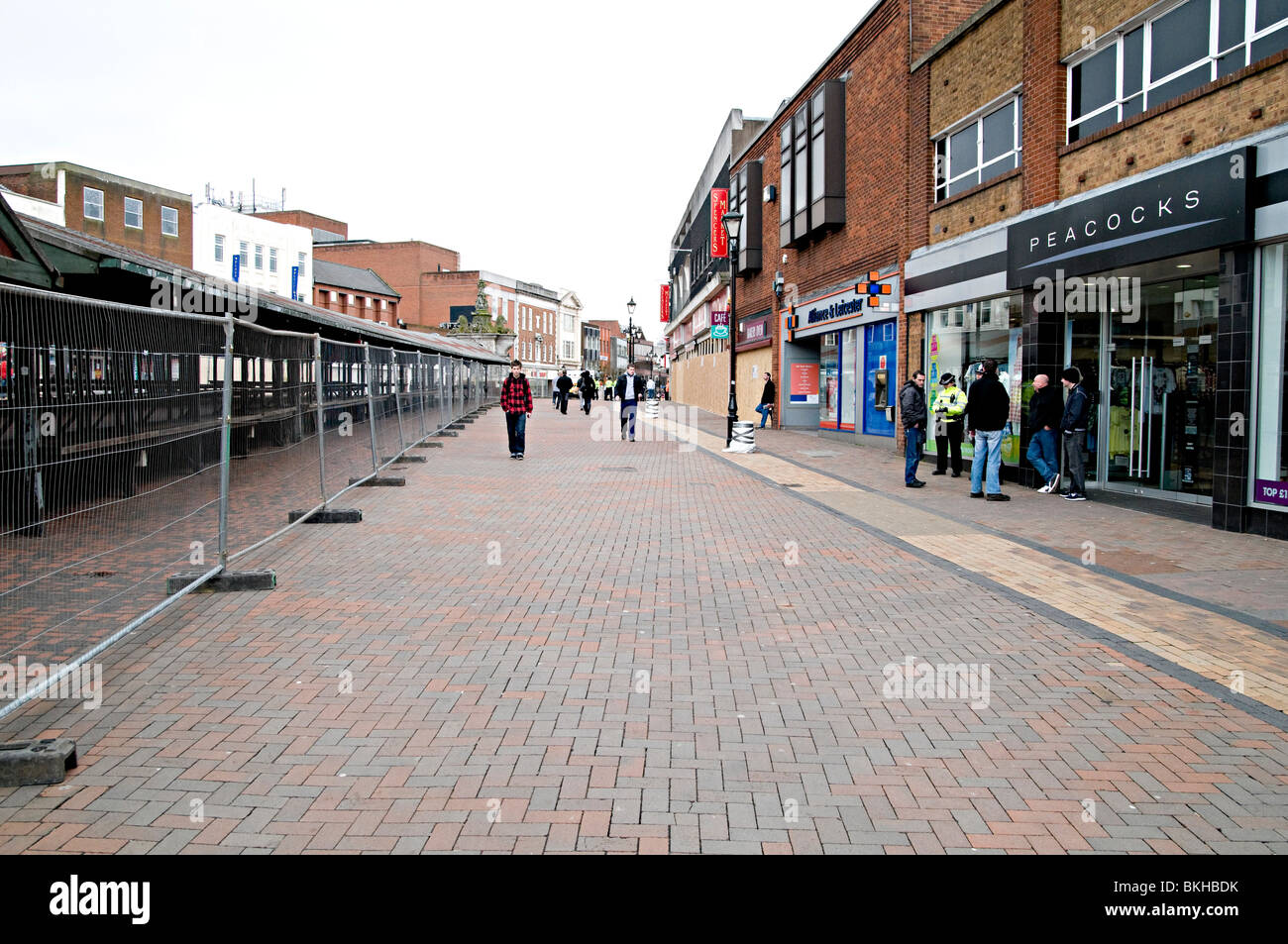 Dudley town centre during the edl demo April 2010, the whole town shut up and shops were boarded up like a ghost town Stock Photo