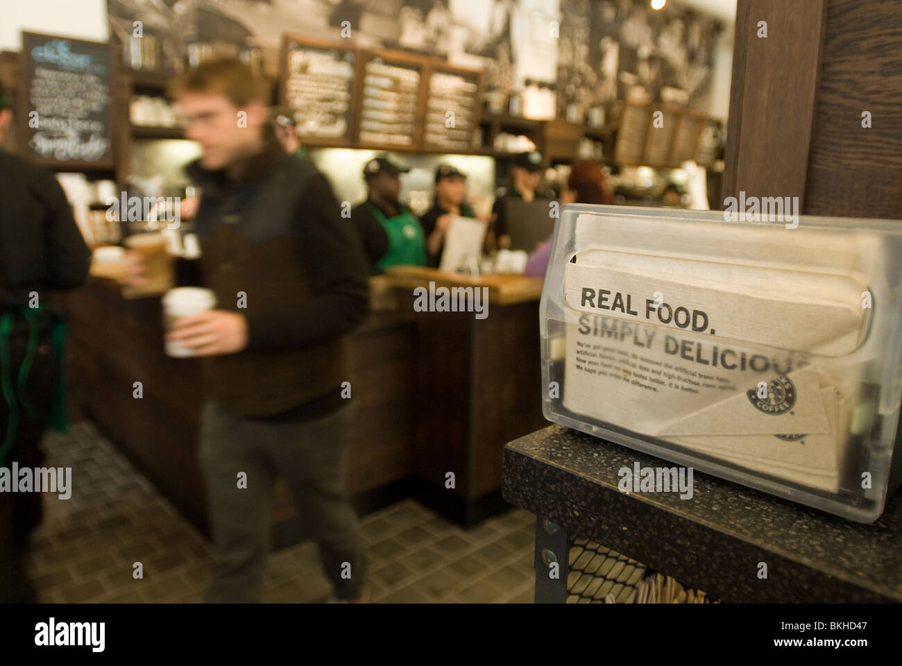 Starbucks Coffee Company Spring Street cafe in the Soho neighborhood of New York Stock Photo