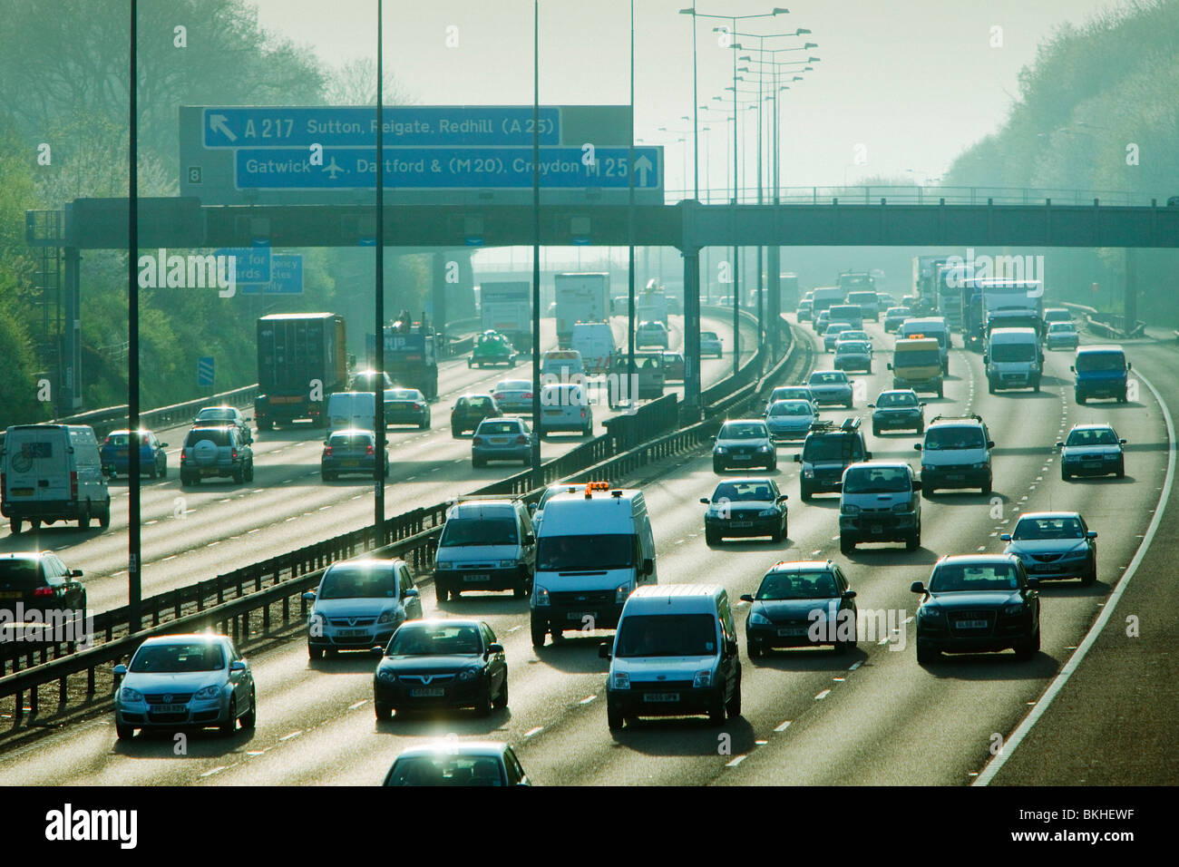 Rush hour traffic on the M25 motorway Stock Photo