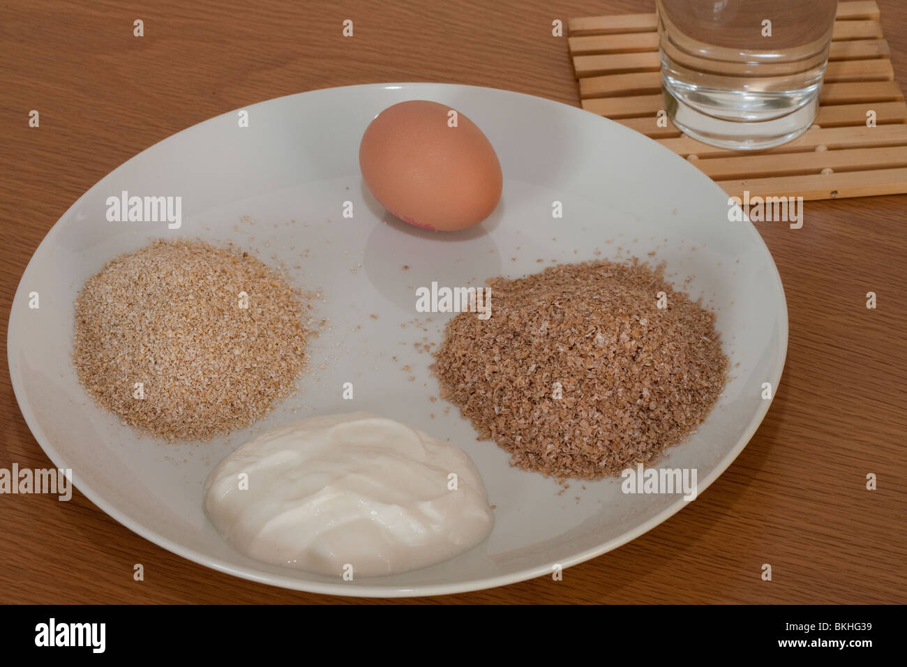 Ingredients for Dukan Oat Bran Pancake Stock Photo Alamy