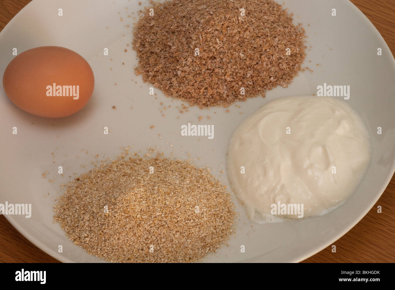 Ingredients for Dukan Oat Bran Pancake Stock Photo Alamy