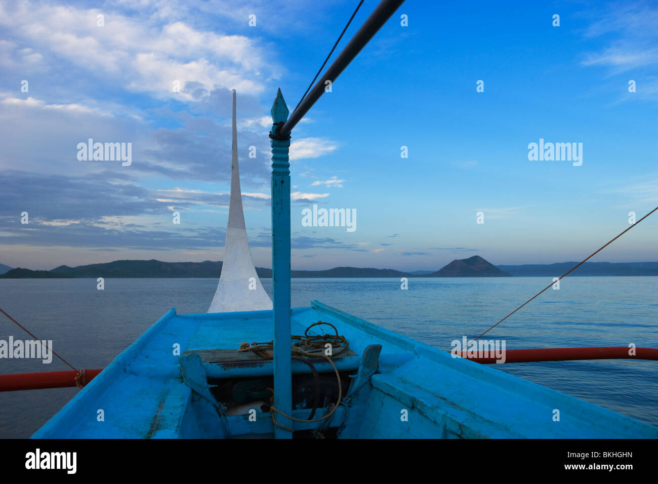 Banca journey across Lake Taal to Volcano Island: Batangas; Philippines Stock Photo