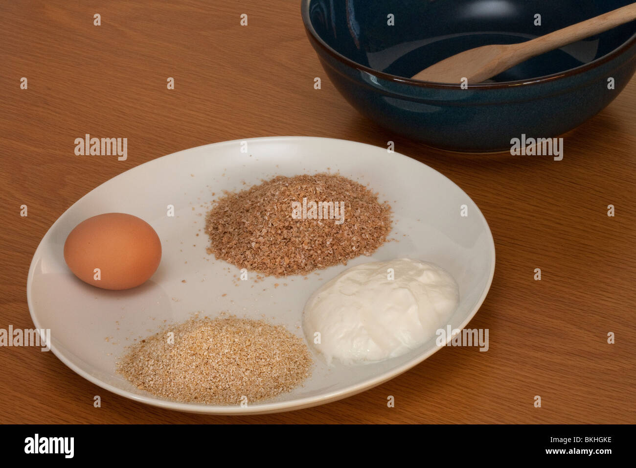 Ingredients for Dukan Oat Bran Pancake Stock Photo Alamy
