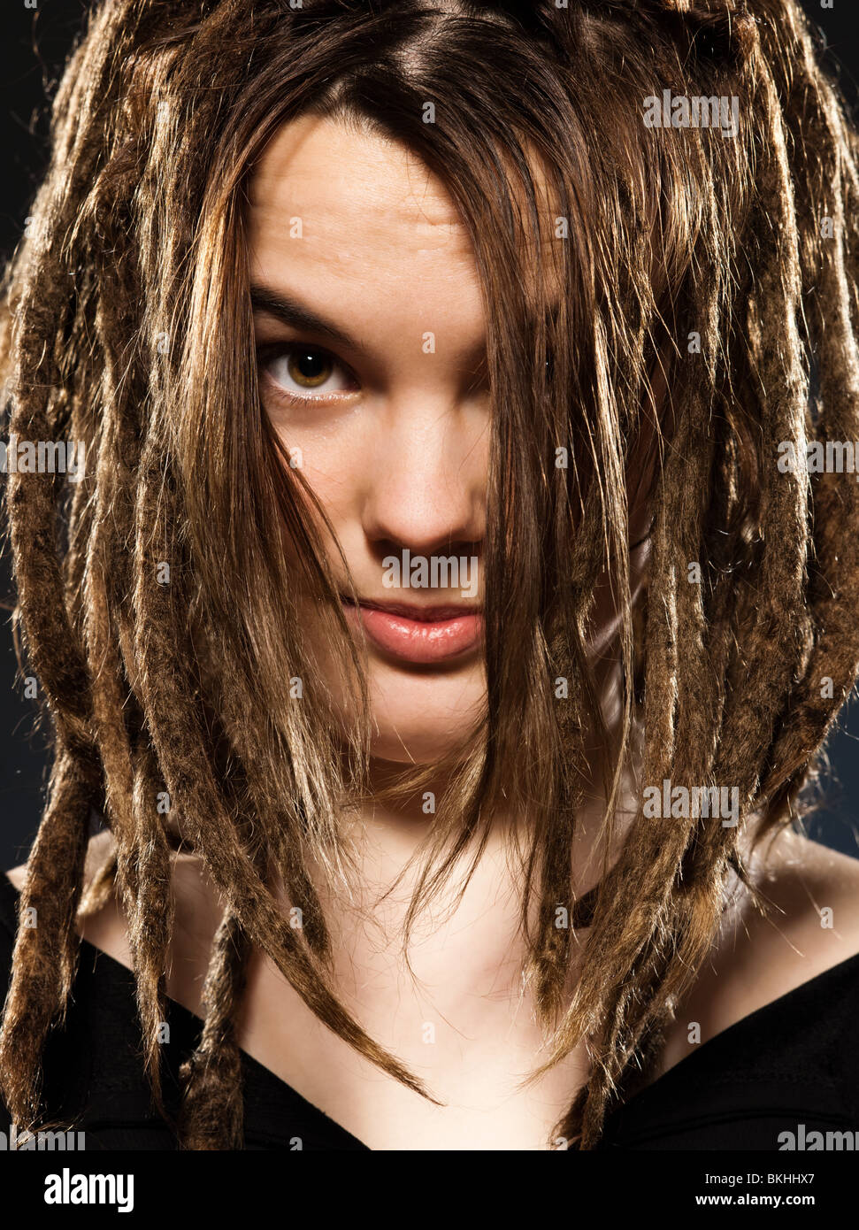 Studio Shot Portraits Of A Young Blond Caucasian Woman With
