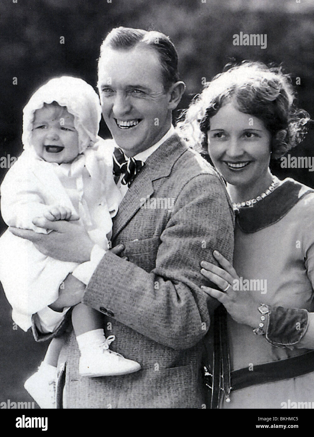 STAN LAUREL - US comic film actor with first wife Lois Neilson and their baby also called Lois in 1929 Stock Photo