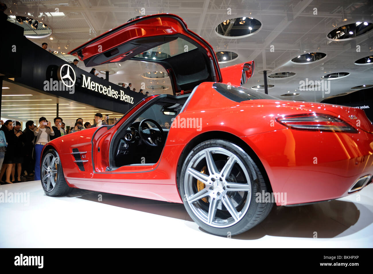 Mercedes-Benz SLS AMG car is displayed at the Beijing Auto Show. 24-Apr-2010 Stock Photo