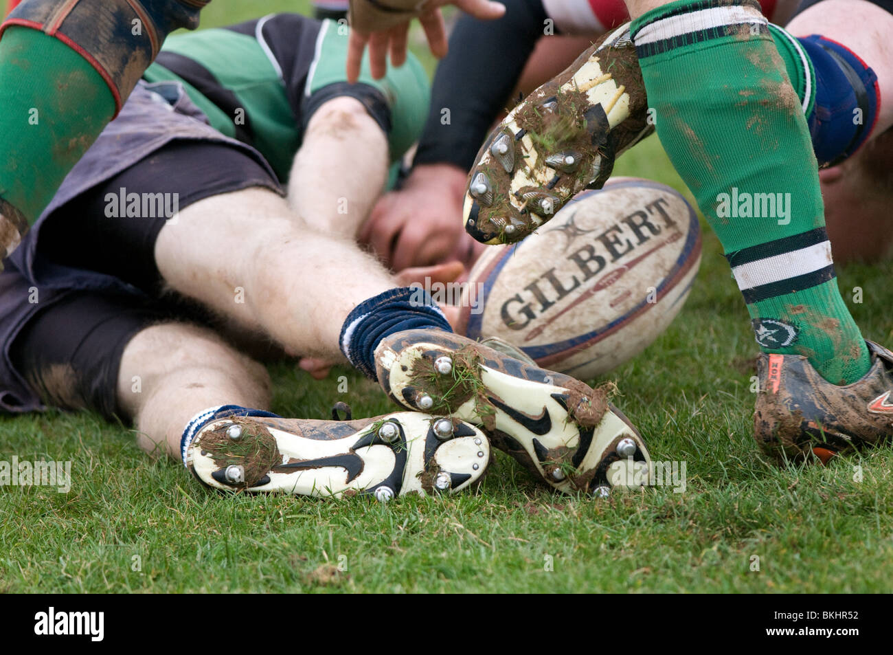 Club Rugby Union. Tenbury Wells v Claverdon in the Midlands 5 West (South West) league. Stock Photo