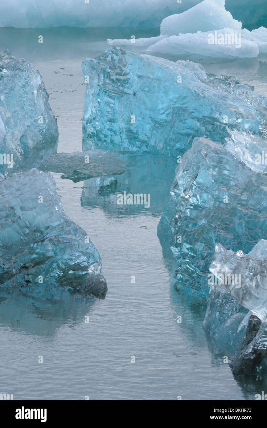Blue ice in the drift-ice lake of Jokulsarlon Stock Photo