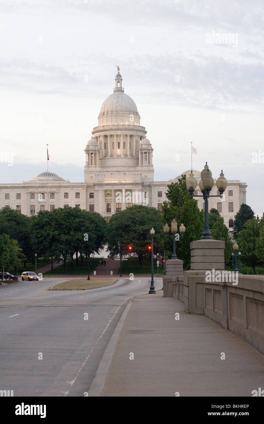 Looking towards the state capital building in Providence, Rhode Island Stock Photo