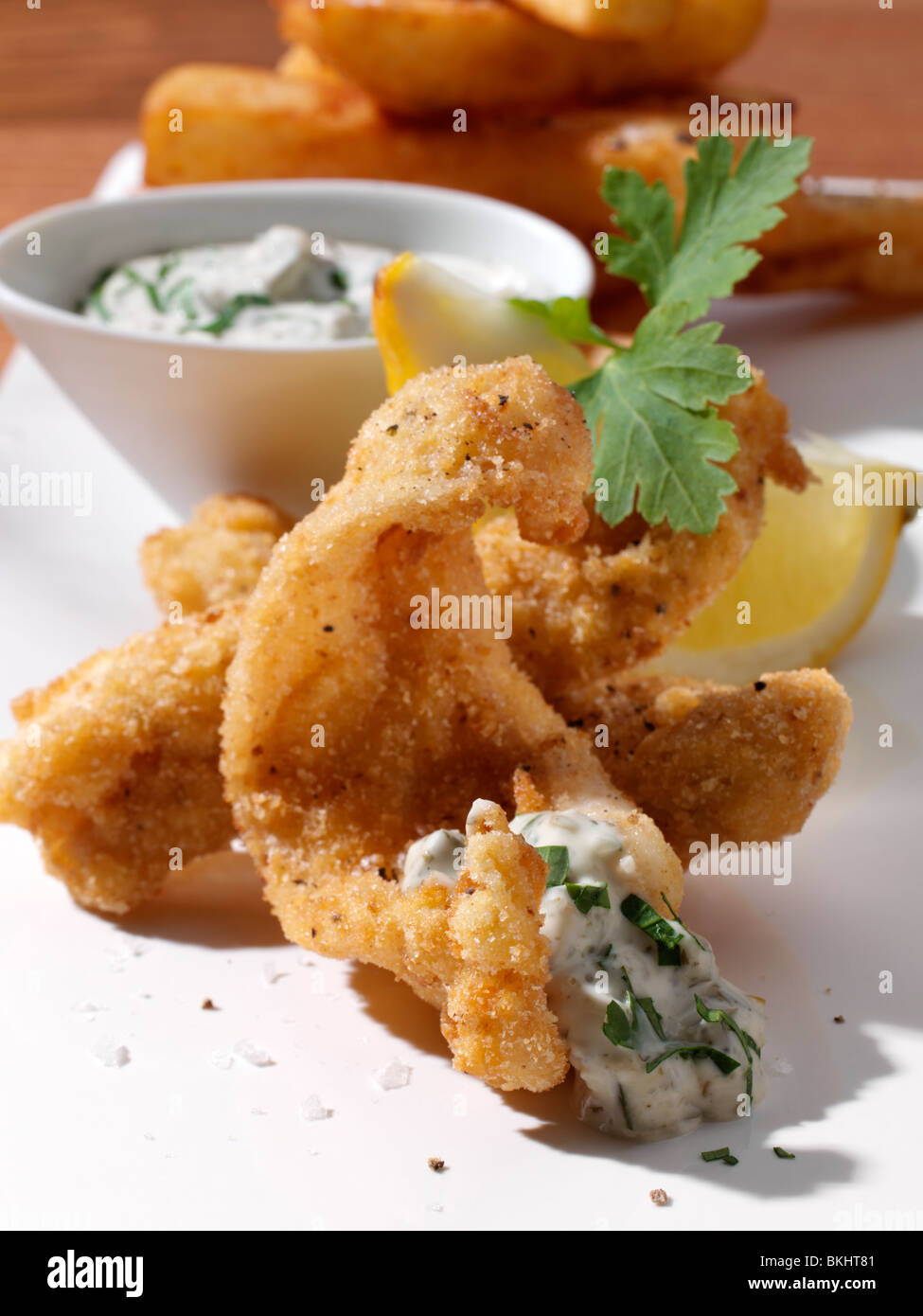 Dover sole goujons and chips Stock Photo Alamy