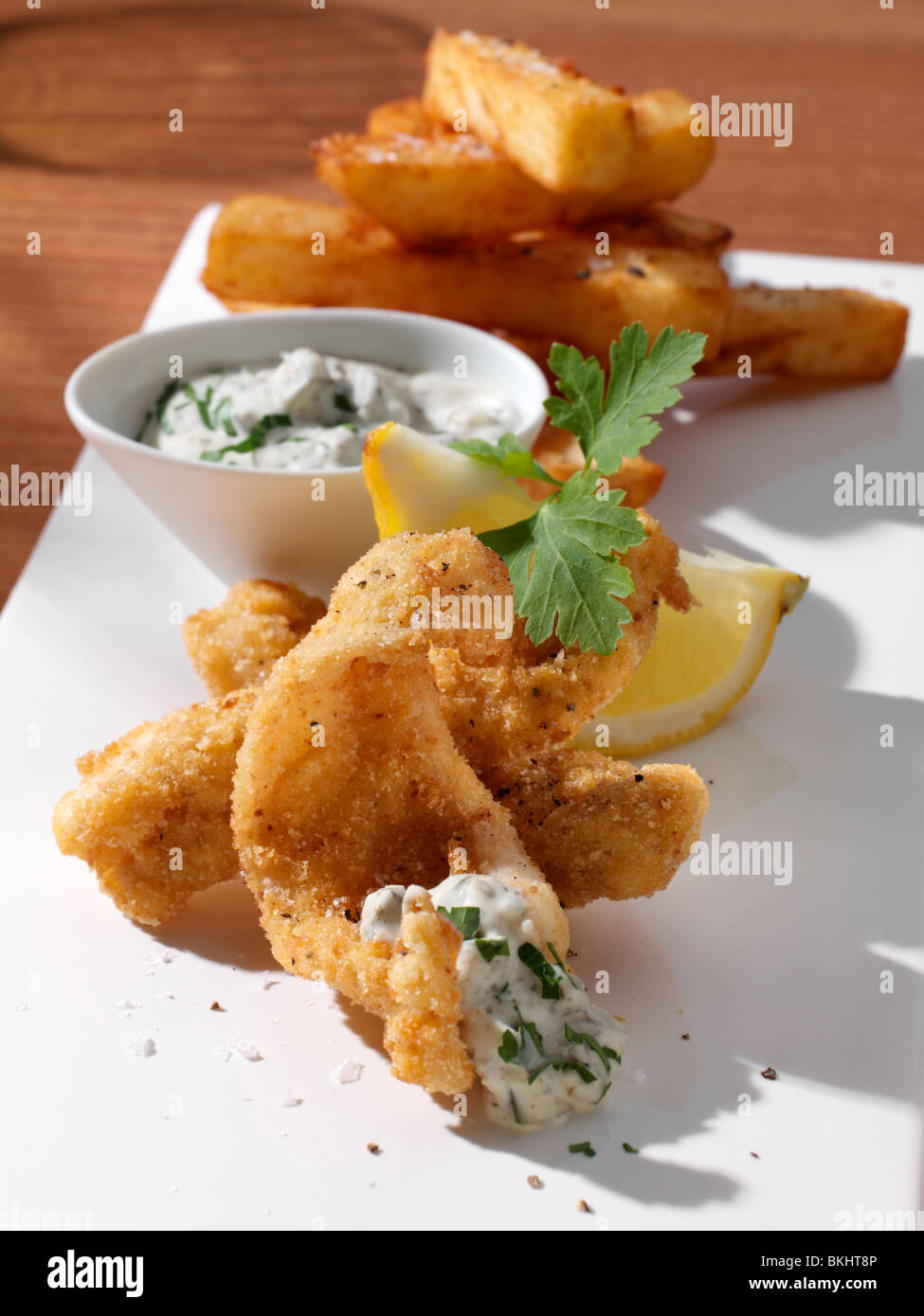 Dover sole goujons and chips Stock Photo Alamy