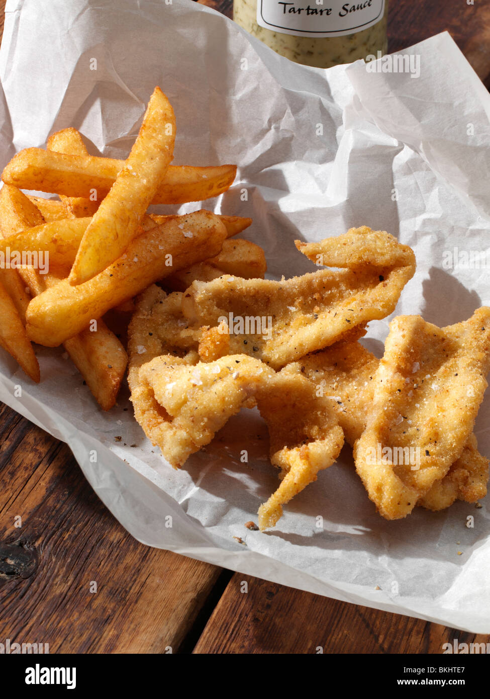 Dover sole goujons and chips Stock Photo Alamy
