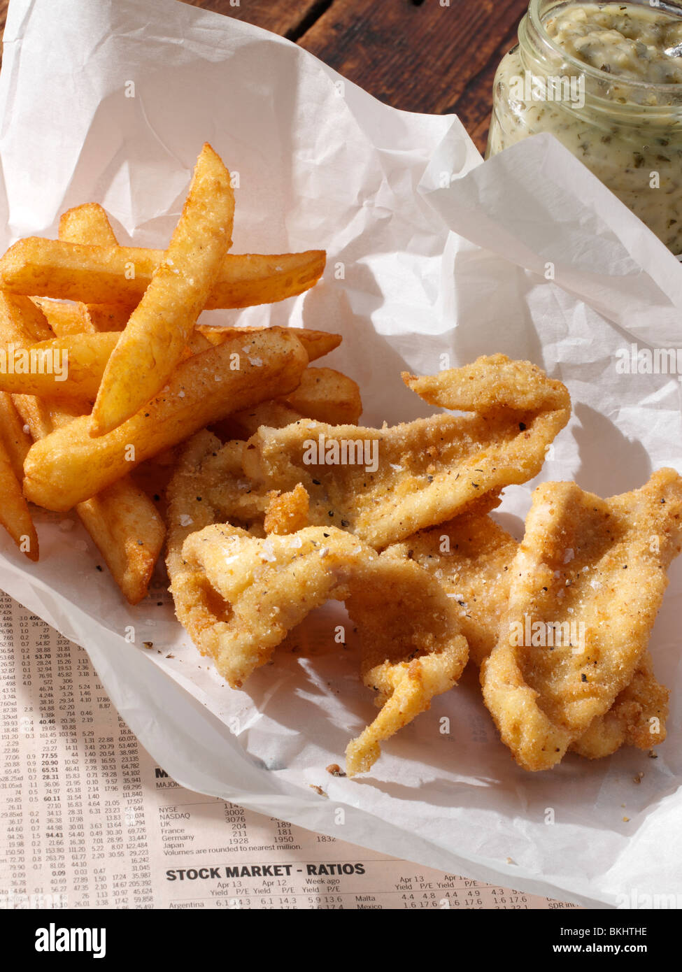 Dover sole goujons and chips Stock Photo Alamy