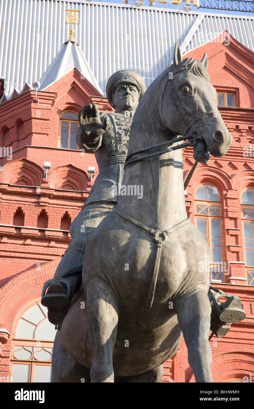 Marshall Zhukov statue near Red Square Moscow Russia Stock Photo