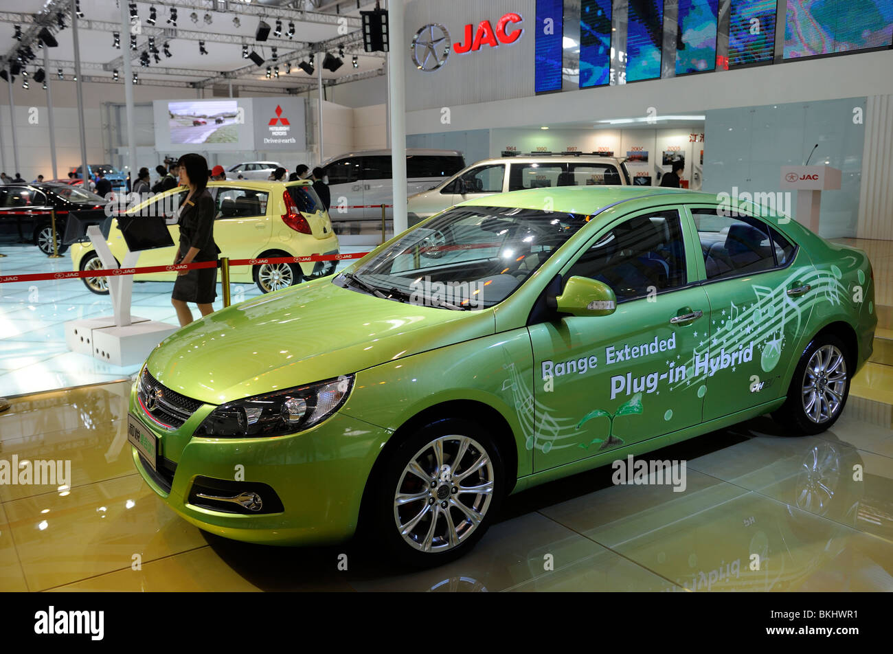 JAC Hybrid car at Beijing Auto Show 2010. Stock Photo