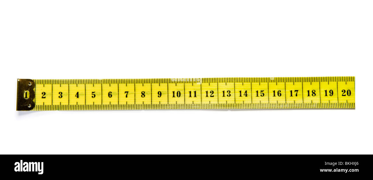 tailor tape measure ruler for design isolated on white Stock Photo