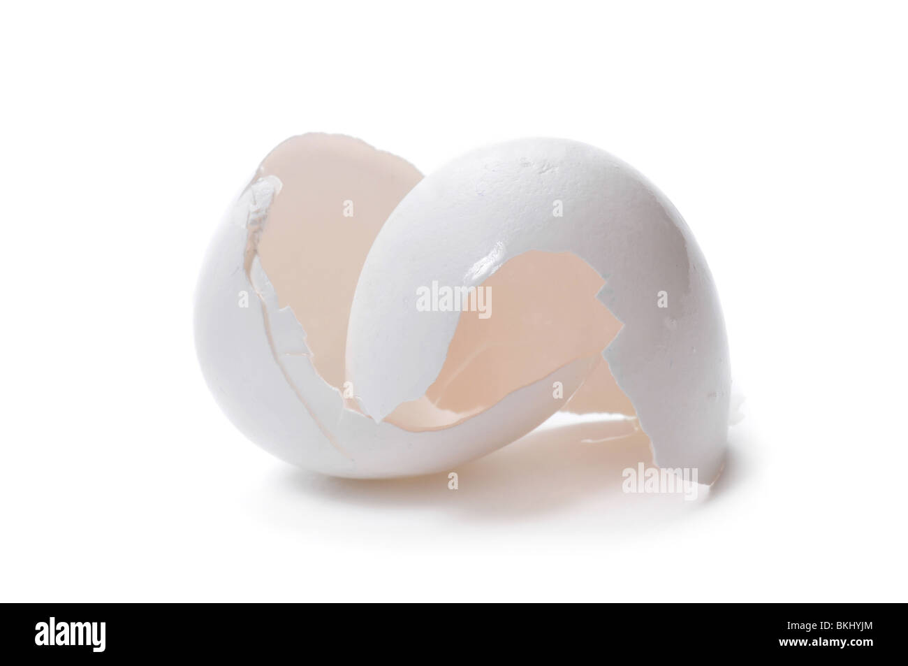 Broken egg shell on white background Stock Photo