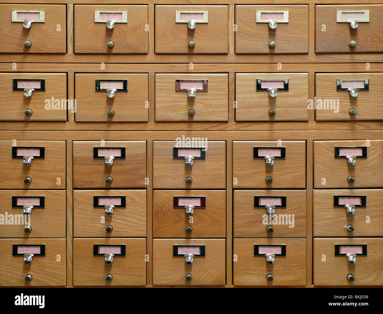 Organized and tidy storage filing cabinet. Stock Photo