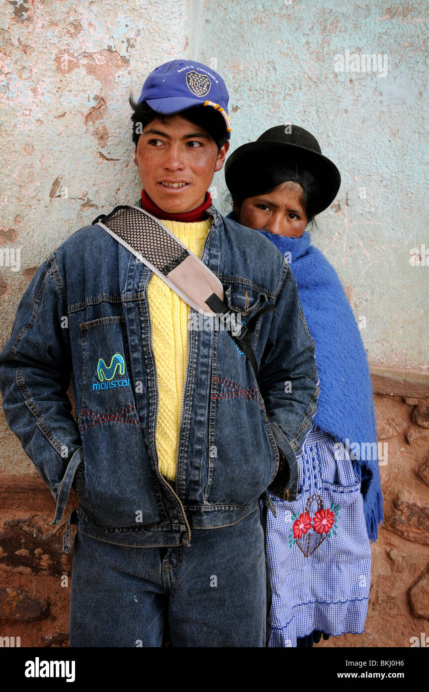 Scene from Macha -- a small town in the Bolivian highlands. Stock Photo