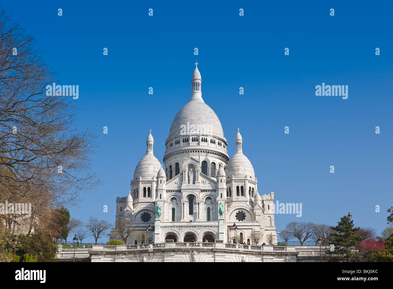 The Basilica of the Sacred Heart of Jesus, commonly known as Sacre-Coeur Basilica, Montmartre, Paris Stock Photo