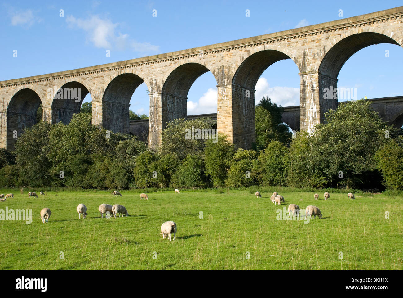 chirk aqueduct and train bridge Stock Photo