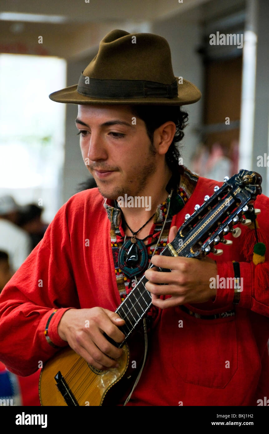 Musician Panajachel Market Guatemala Stock Photo