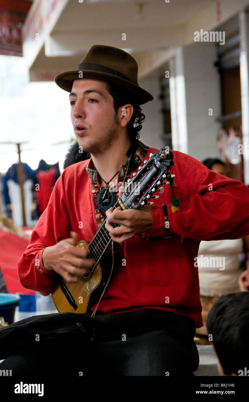 Musician Panajachel Market Guatemala Stock Photo