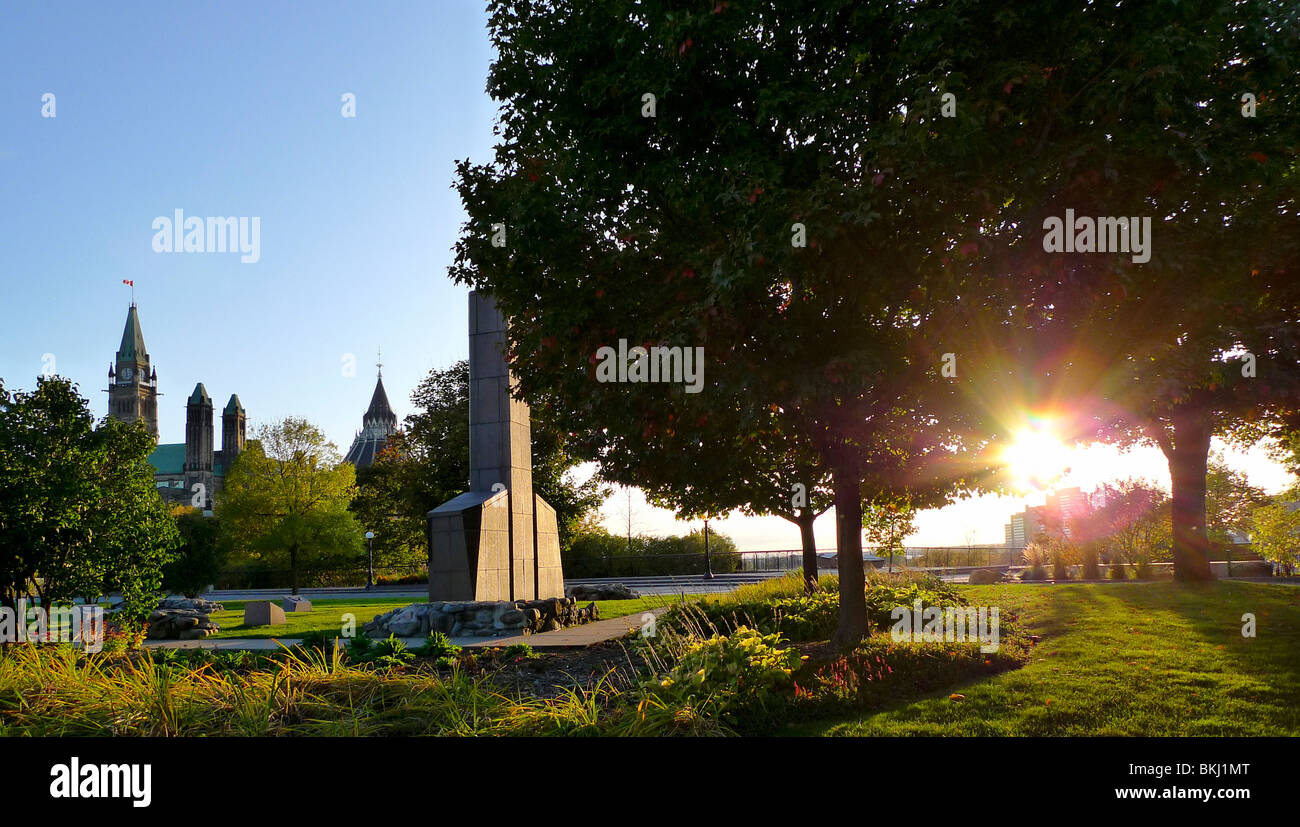 Canadian capital Cities, Sunset on Major's Hill Park, Ottawa Canada. Stock Photo