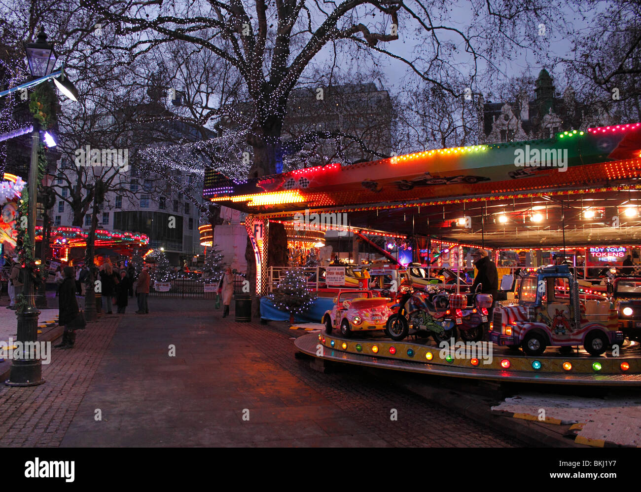 Funfair at Leicester Square London December 2009 Stock Photo