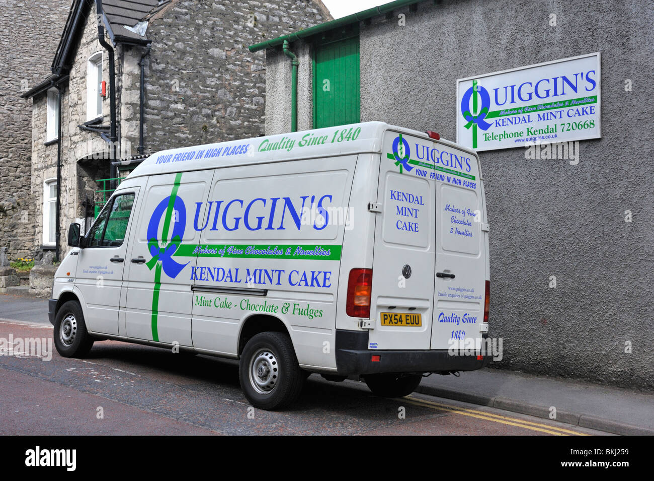 Quiggin's Kendal Mint Cake delivery van and factory. Low Fellside