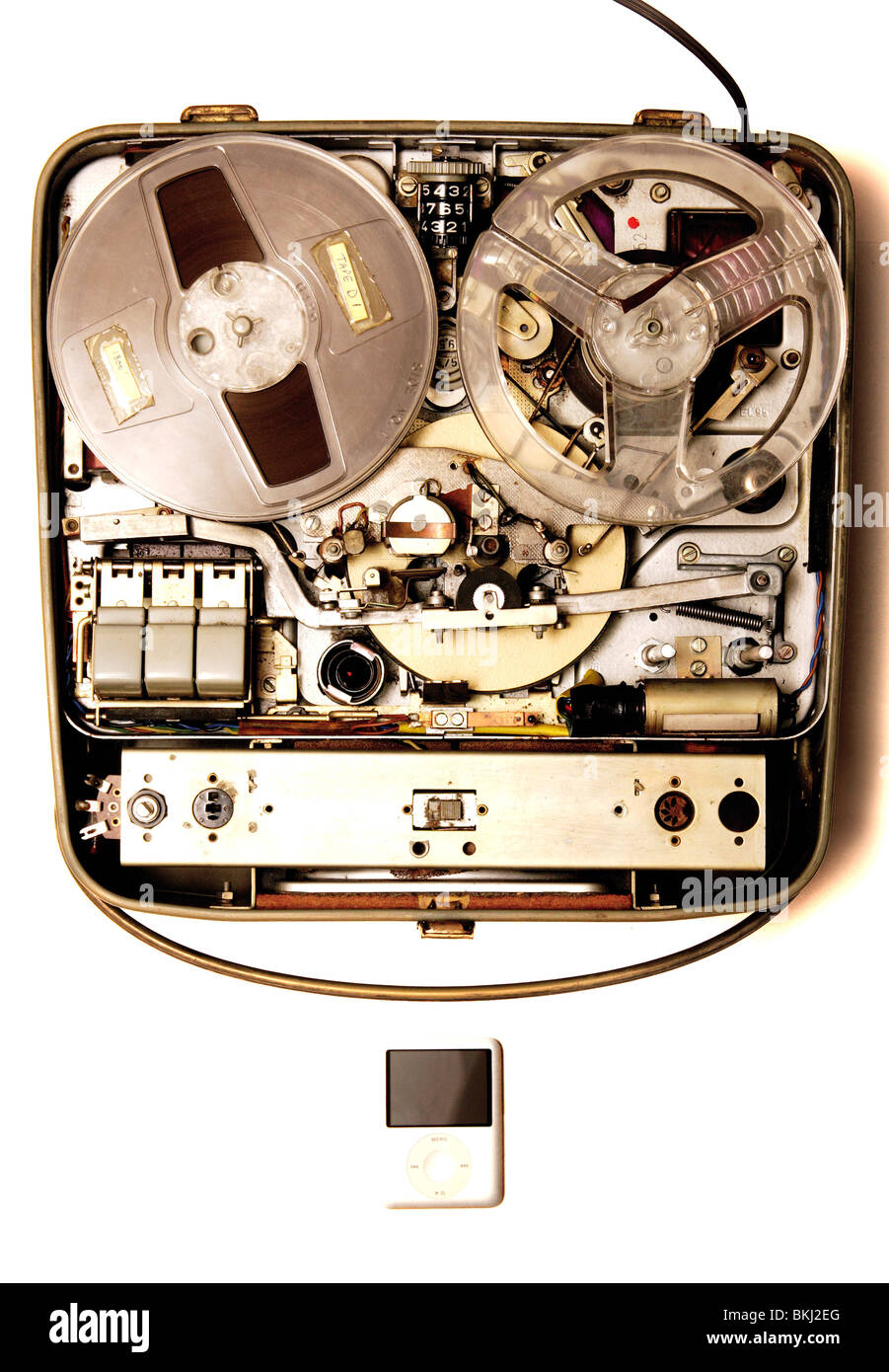 Old portable reel to reel tube tape recorder on the flor in room 3d render  image Stock Photo - Alamy