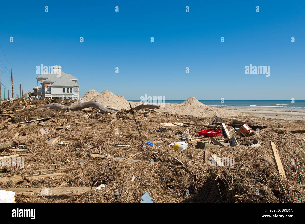 Texas, Galveston. Hurricane damage Galveston, Texas. Stock Photo