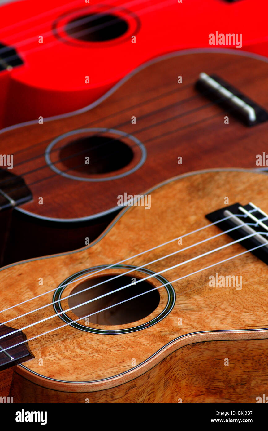 three ukuleles Stock Photo