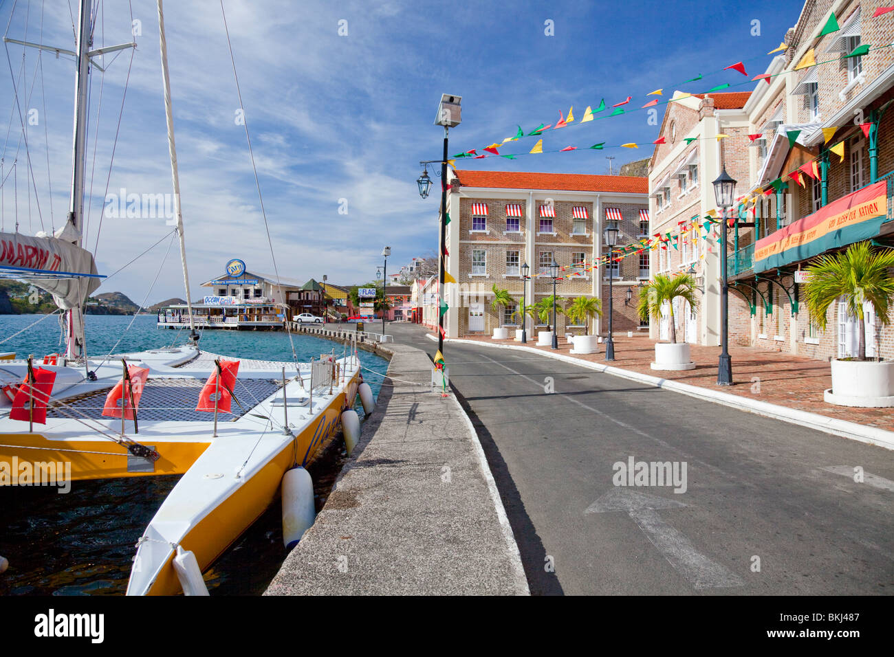 A view of the harbour front in St. Grenada, West Indies Stock