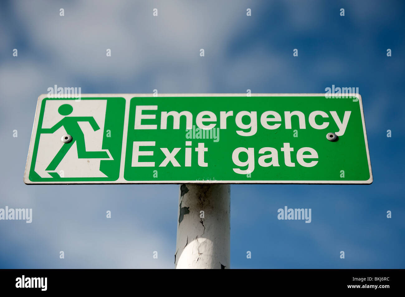Emergency Exit Gate sign Stock Photo