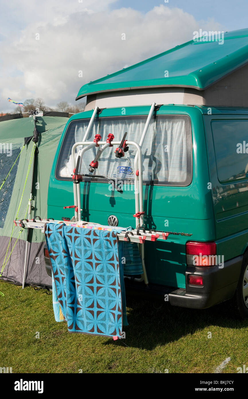 Bike rack on Volkswagen Transporter camper van Stock Photo - Alamy