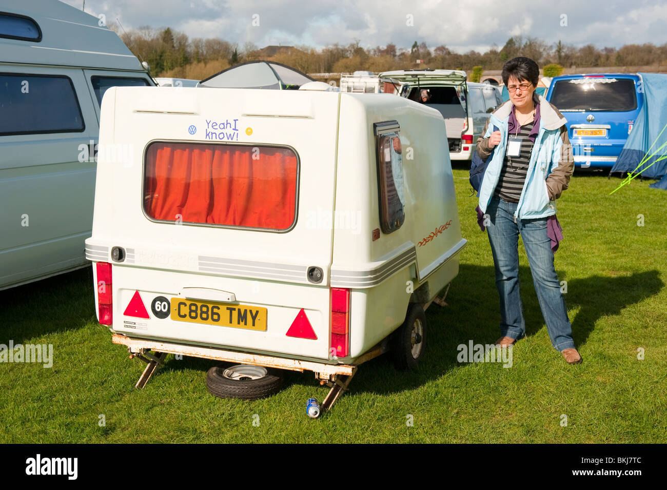 Tiny 1 person caravan  FULLY MODEL RELEASED Stock Photo
