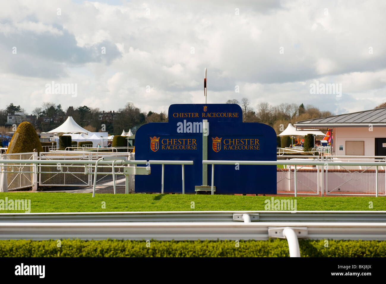 Winning post Chester Racecourse Cheshire UK Stock Photo