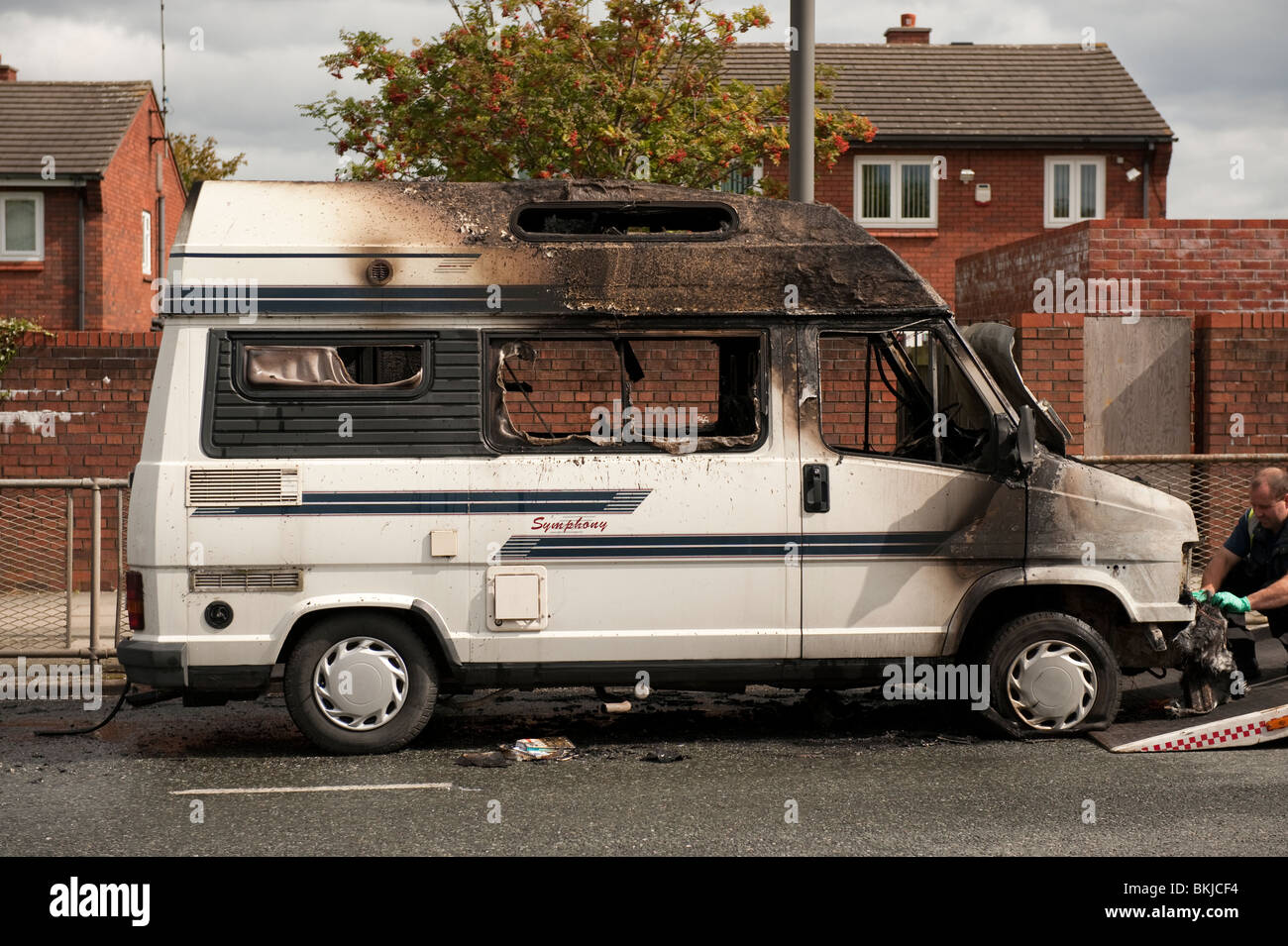 Motorhome burnt out after engine compartment fire Stock Photo Alamy