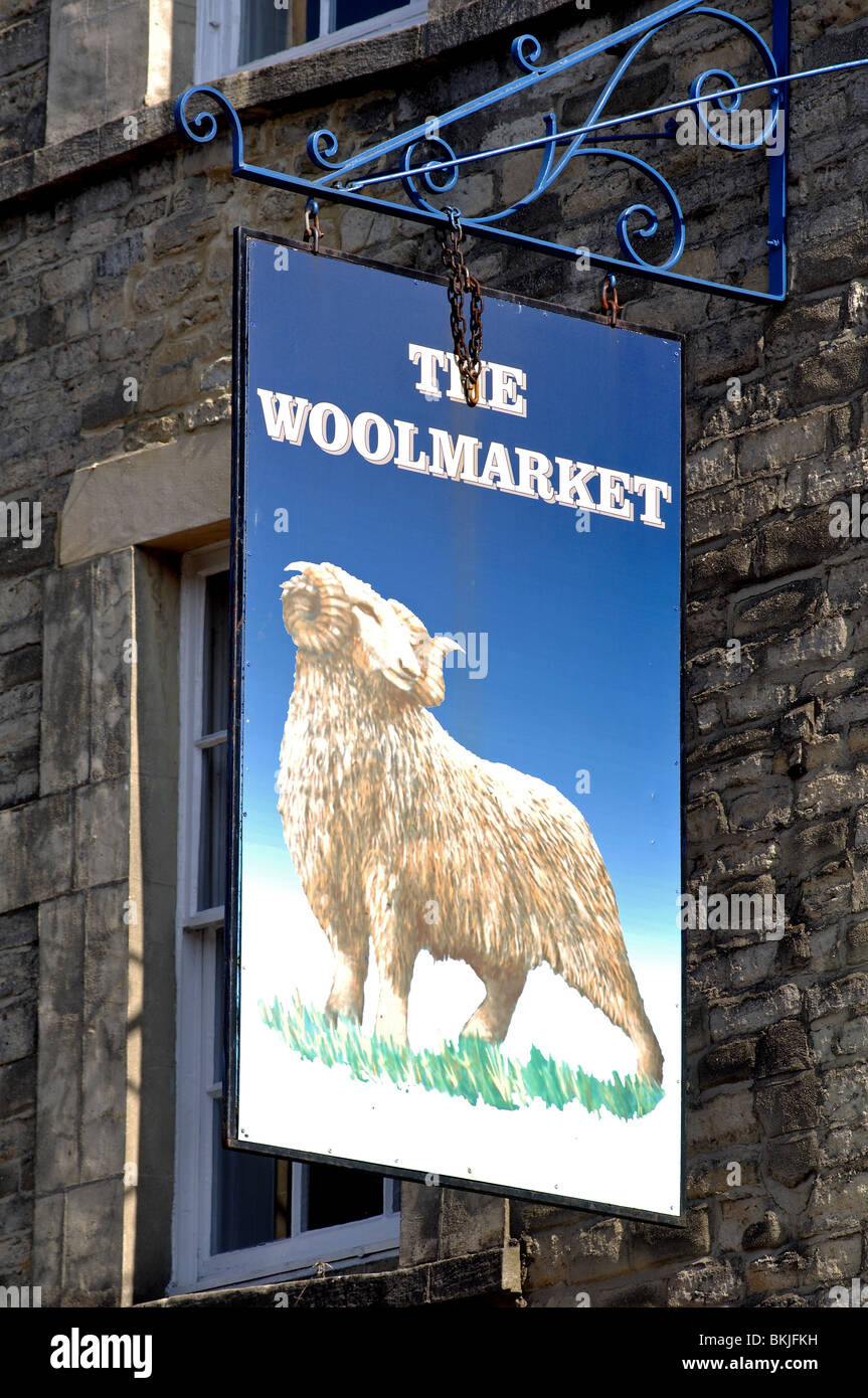 Woolmarket sign, Cirencester, Gloucestershire, England, UK Stock Photo