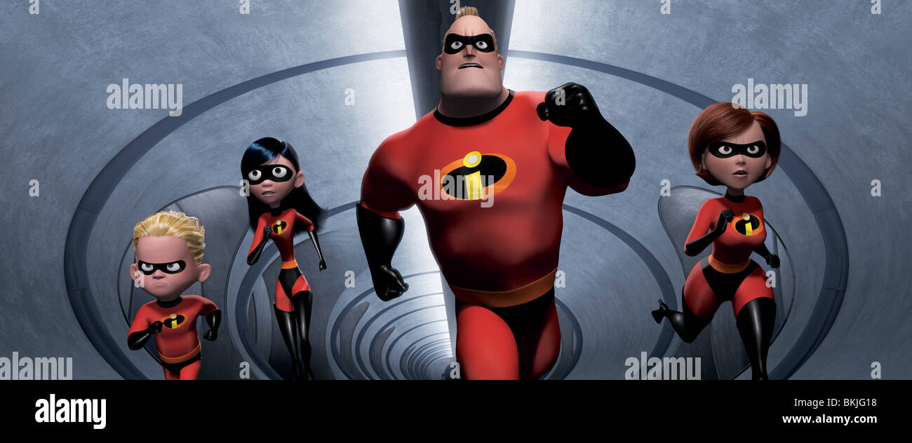THE INCREDIBLES (2004) ANIMATION DASH (CHARACTER), VIOLET (CHARACTER), MR INCREDIBLE (CHARACTER), ELASTIGIRL (CHARACTER) CREDIT Stock Photo