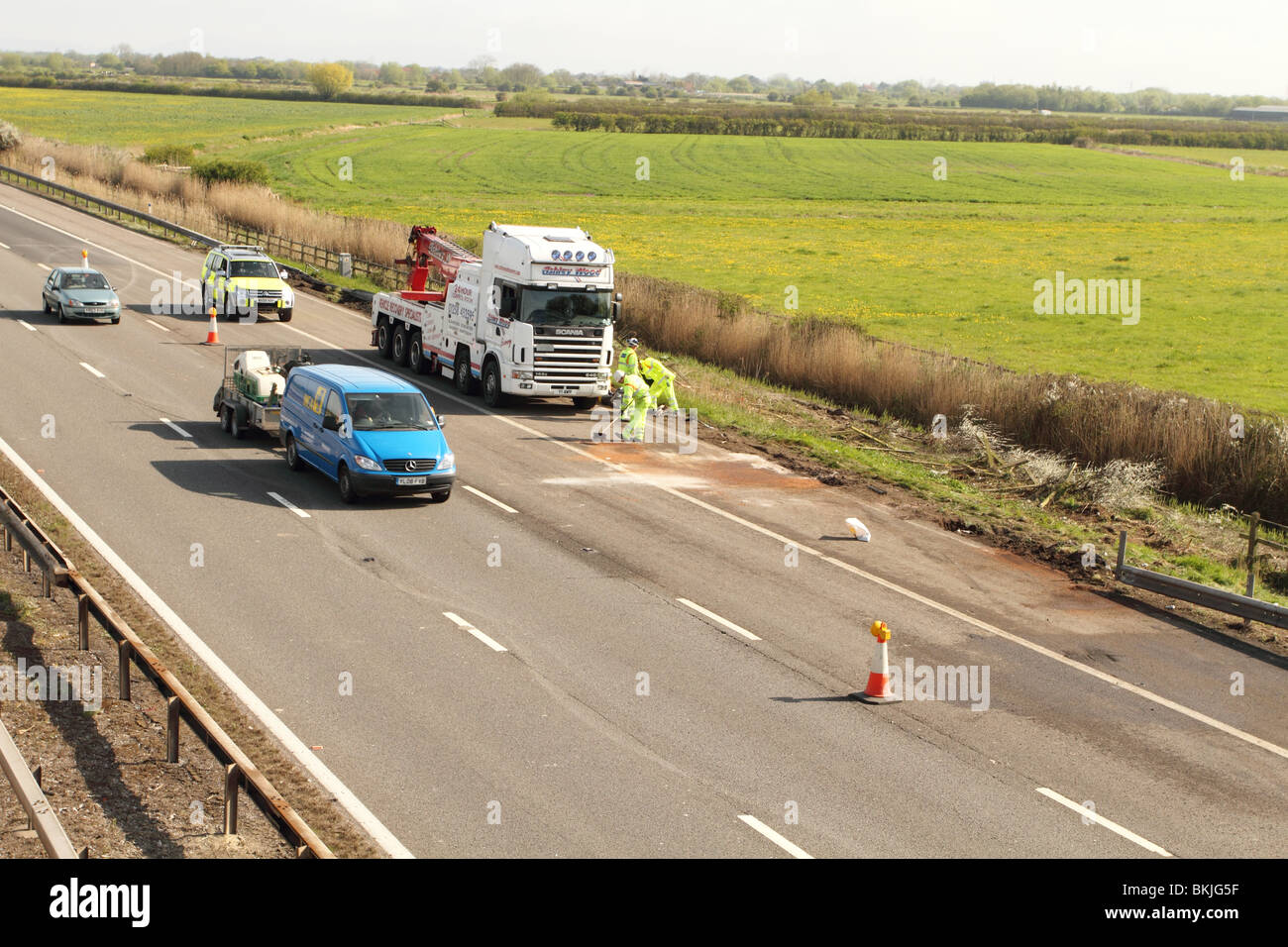 Aftermath of serious truck crash Stock Photo Alamy