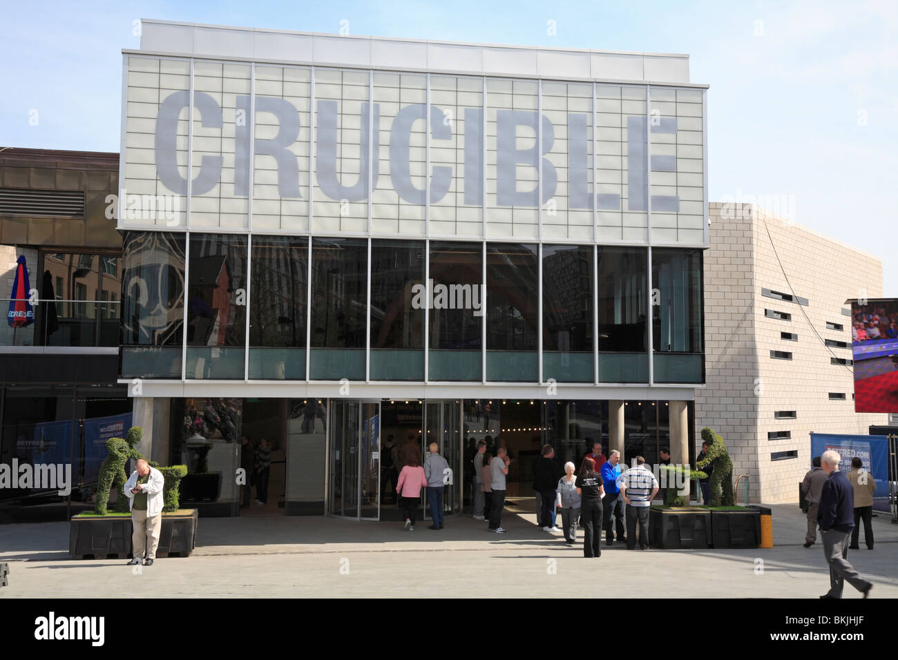 Sheffield Crucible Theatre venue for the World Snooker Championship, Sheffield, South Yorkshire, England, UK. Stock Photo