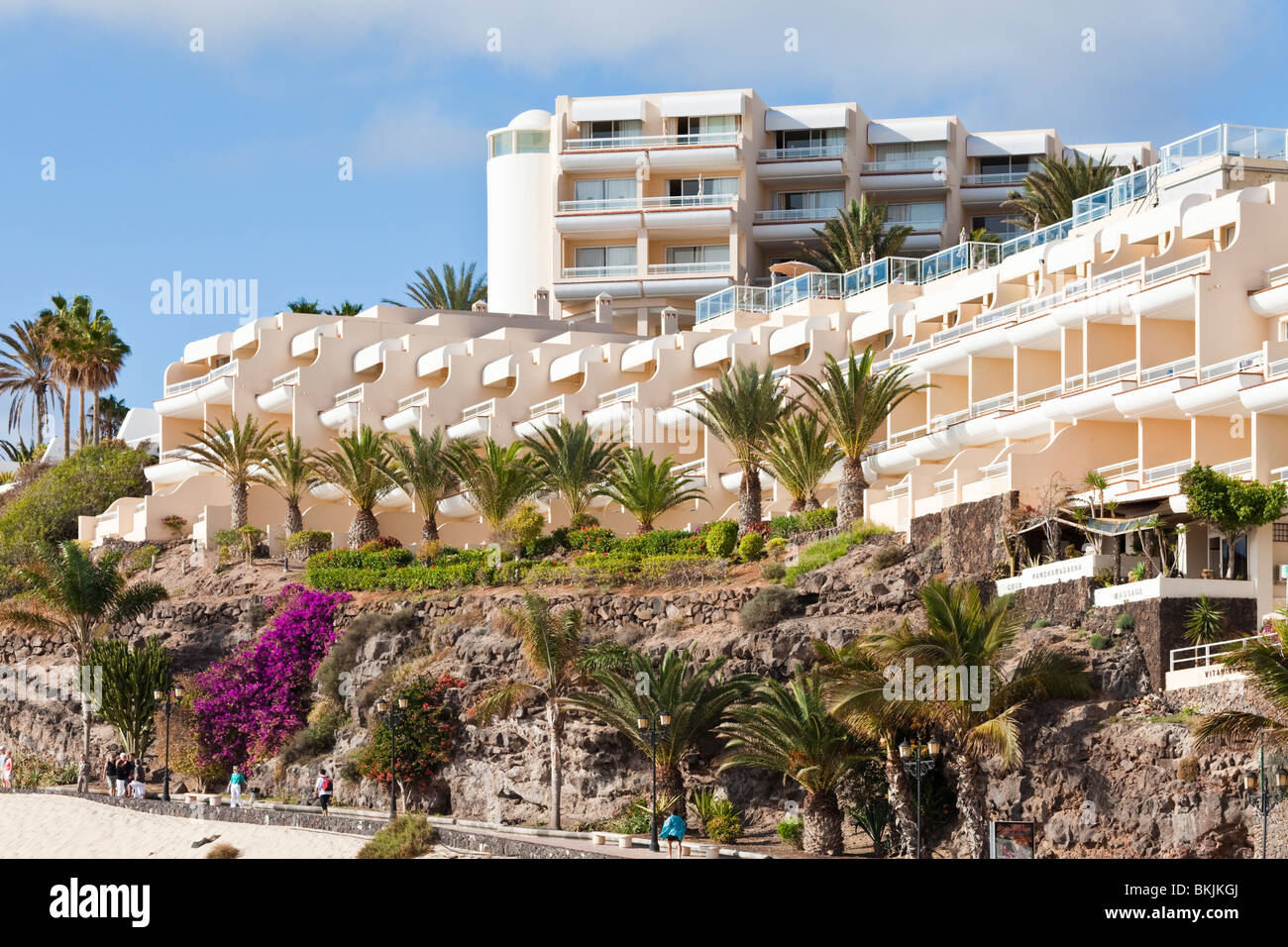 The Riu Palace Hotel facing the beach in the coastal resort of Jandia on the Canary Island of Fuerteventura Stock Photo