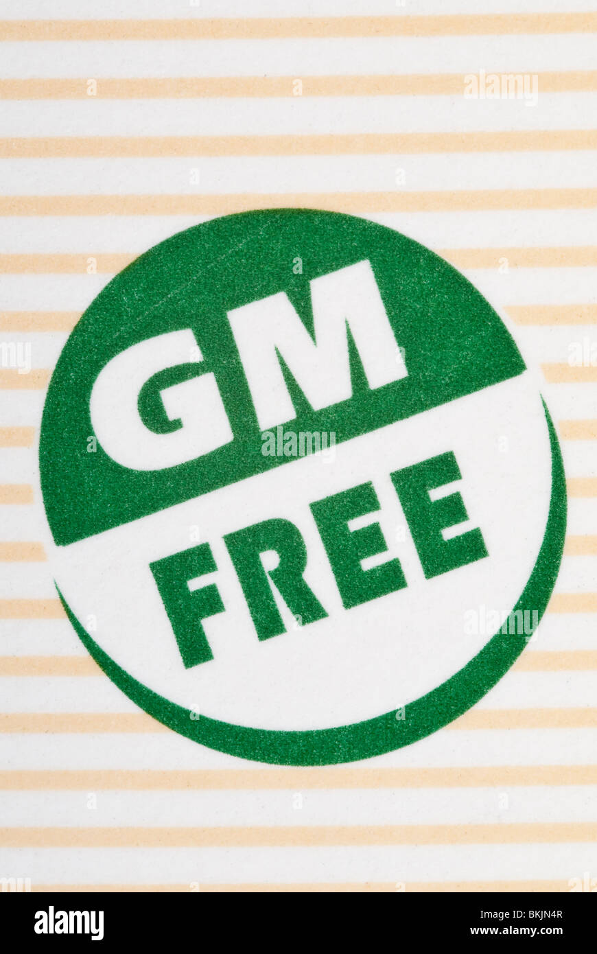 GM Label on Carton of Organic Milk Stock Photo