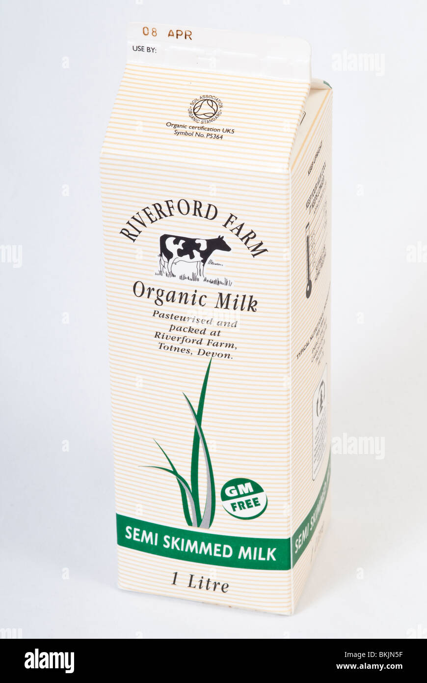 Carton of Organic Milk Stock Photo