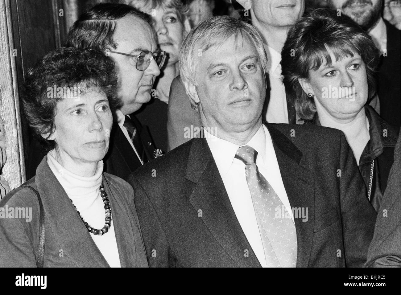 Chris Patten Conservative candidate for Bath constituency on steps of Guildhall after losing seat in the 1992 General election Stock Photo